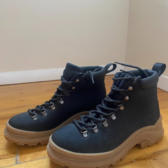 Alice + Whittles Black Canvas Hiking Boot 39 - Picture 2 of 5